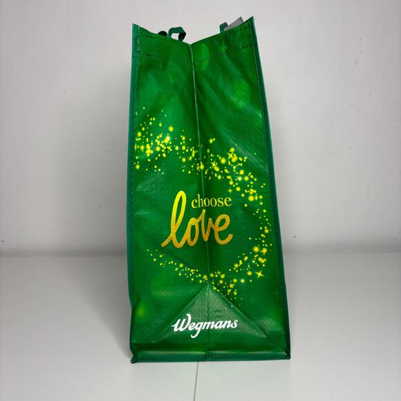 Wegmans — Green Christmas Love Holiday Heart Reusable Grocery Tote Gift Bag NWT! - Picture 3 of 6